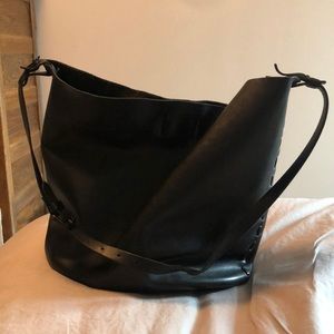 Madewell Black leather bucket bag